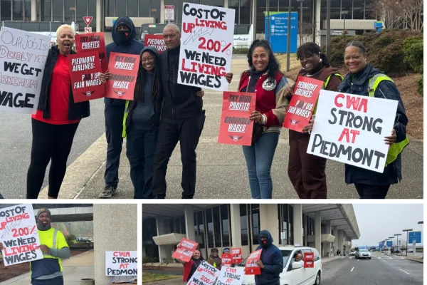 Piedmont passenger service agents picket at ORF airport