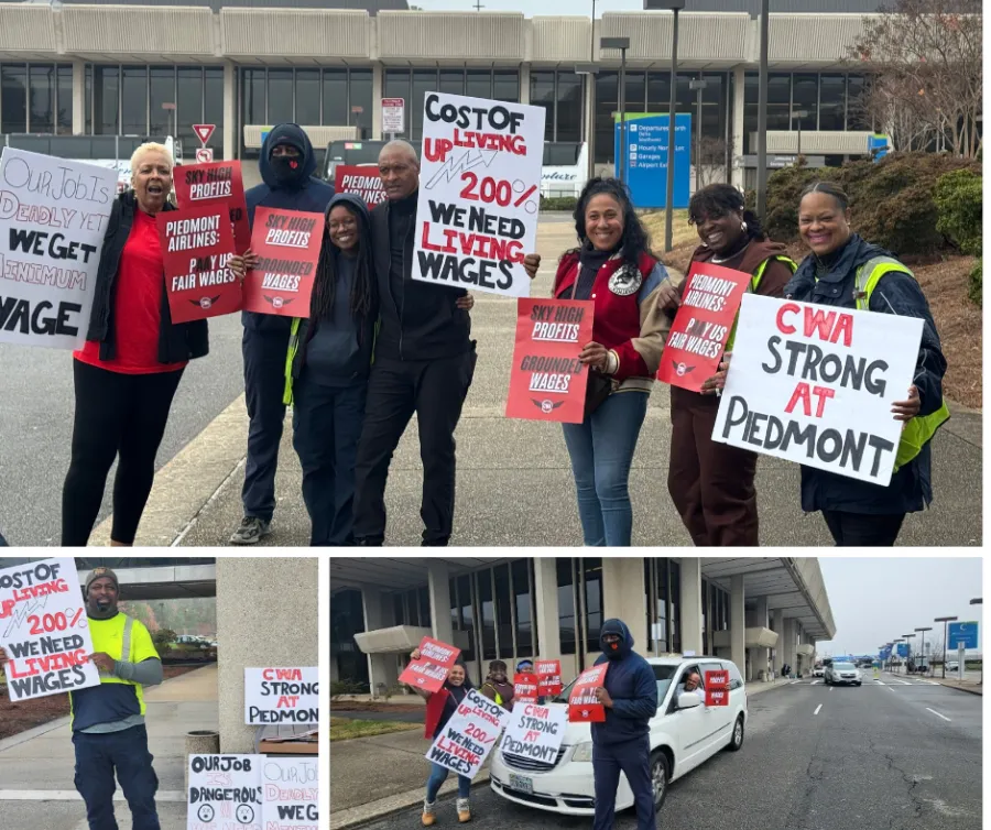 Piedmont passenger service agents picket at ORF airport