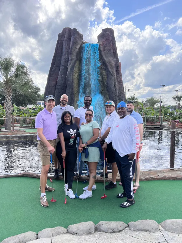 Local union leaders and managers compete at putt putt golf